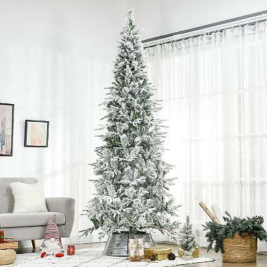 9' Snow Flocked Artificial Christmas Tree W/ 1159 Realistic Branch Tips Green