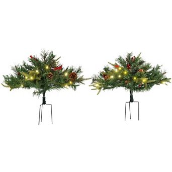 2 Pack 2ft Prelit Artificial Christmas Tree Outdoors W/ 69 Tips, Led Light