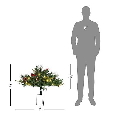 2 Pack 2ft Prelit Artificial Christmas Tree Outdoors W/ 69 Tips, Led Light