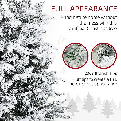 7' Snow Artificial Christmas Tree Realistic Holiday Decoration, W/ 616 Tips