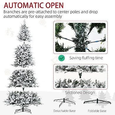 7' Snow Artificial Christmas Tree Realistic Holiday Decoration, W/ 616 Tips