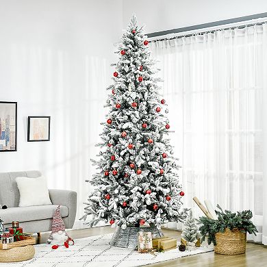 7' Snow Artificial Christmas Tree Realistic Holiday Decoration, W/ 616 Tips