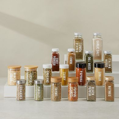 134 Talented Kitchen Spice Jar Labels, Preprinted Bold White Letters On Vinyl