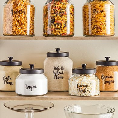 Talented Kitchen 135 Pantry Labels for Containers, Preprinted Black Cursive Food Jar Label Stickers + Numbers for Kitchen Organization and Storage (Water Resistant)