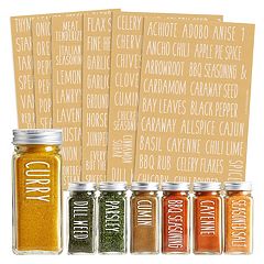 6oz, BEST VALUE 14 Glass Spice Jars includes pre-printed Spice Labels. 14  Square Empty Jars, Airtight Cap, Chalkboard & Clear Label, kitchen Funnel