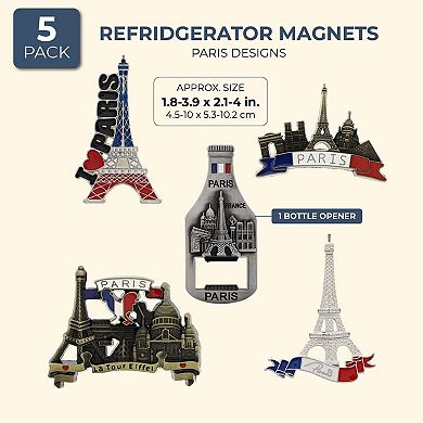 5 Pack Refrigerator Magnets Paris Travel Souvenirs