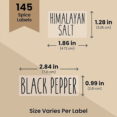 Talented Kitchen 145 Spice Labels Stickers, Preprinted Clear Spice Jar Labels
