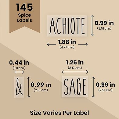 Talented Kitchen 145 Spice Labels Stickers, Preprinted Clear Spice Jar Labels