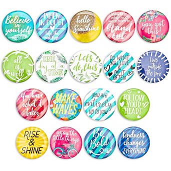 18 Pack Inspirational Magnets, School Locker Accessories (1.25", 0.2" Thick)