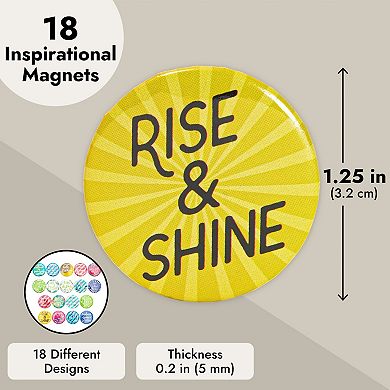 18 Pack Inspirational Magnets, School Locker Accessories (1.25", 0.2" Thick)