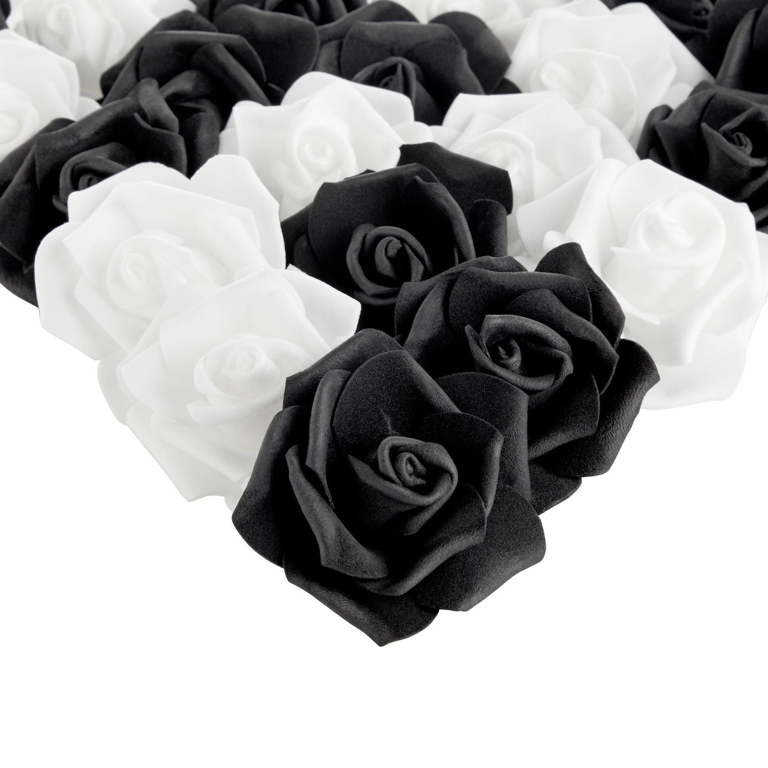 Black Artificial Roses, 2-Inch Faux Flower Heads for Crafts, Decoration (200 Pack)