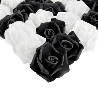 Bright Creations Artificial Rose Flower Heads (Black and White, 100 Pack)