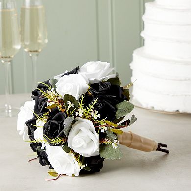 100 Pack Black and White Artificial Flowers, Bulk Stemless Fake Foam Roses, 3 In