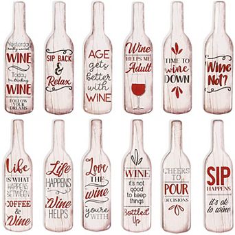 12 pc Fun Wine Bottle Design Decorative Magnets for Fridge Refrigerator Locker