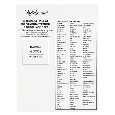 Talented Kitchen 157 Pantry Organization Labels, Black On White Stickers