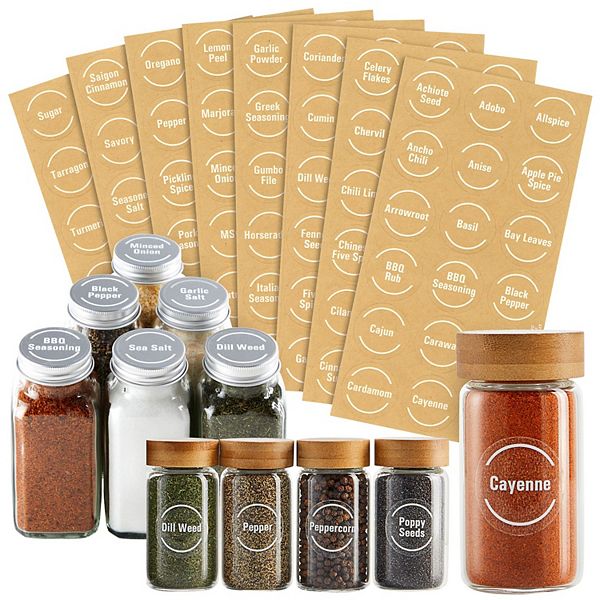 Talented Kitchen 144 Spice Labels Stickers For Spice Jars 1.5