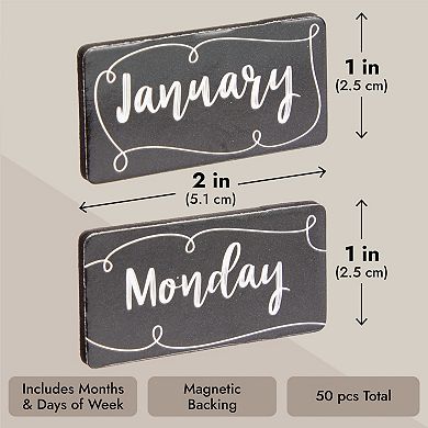 50 Piece Magnetic Calendar for Classroom and Whiteboard with Day, Month, Numbers