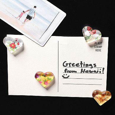 24-Piece Heart Shaped Crystal Glass Fridge Whiteboard Magnet w/ Colorful Pattern