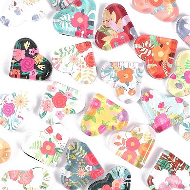 24-Piece Heart Shaped Crystal Glass Fridge Whiteboard Magnet w/ Colorful Pattern