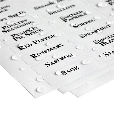 Talented Kitchen 125 Spice Labels Stickers, Clear Spice Jar Labels Preprinted