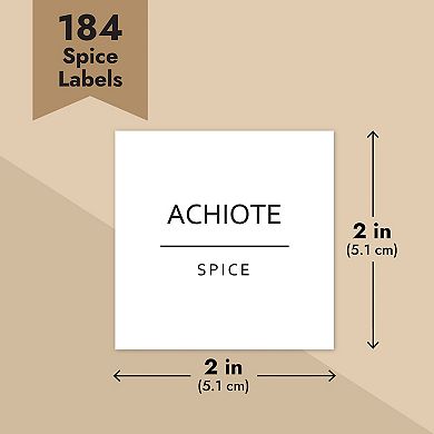 184 Spice Labels Stickers, Preprinted White Spice Jar Labels, Water Resistant