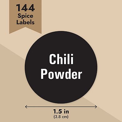 144 Round 1.5" Spice Jar Labels Preprinted, Chalkboard Seasoning Spice Labels