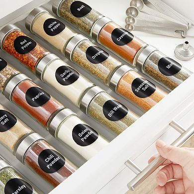 144 Round 1.5" Spice Jar Labels Preprinted, Chalkboard Seasoning Spice Labels