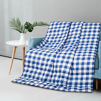 Unikome Lightweight Reversible Blanket, Down Throw Blanket 50" x 70" Soft Peach Skin Fabric