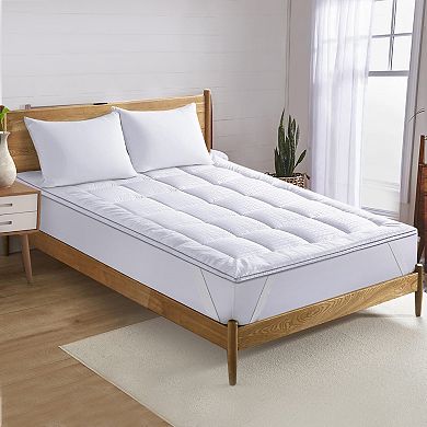 Unikome Grid Jacquard Down Alternative Mattress Topper, Full