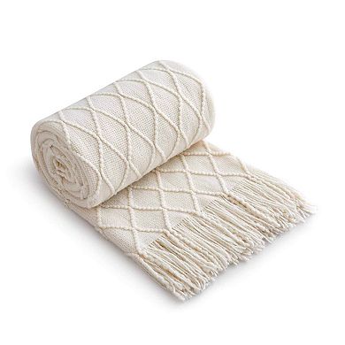 Unikome  Reversible SuperSoft and Cozy Diamond Knit Throw Blanket
