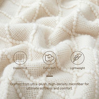 Unikome Reversible Super Soft Diamond Knit Throw Blanket - Lightweight Blankets for Sofa 50x60"