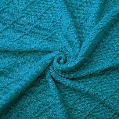 Unikome Reversible Super Soft Diamond Knit Throw Blanket - Lightweight Blankets for Sofa 50x60"