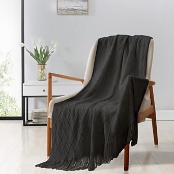 Unikome Reversible Super Soft Diamond Knit Throw Blanket - Lightweight Blankets for Sofa 50x60"