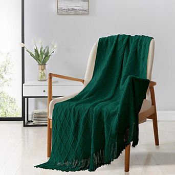 Unikome Reversible Super Soft Diamond Knit Throw Blanket - Lightweight Blankets for Sofa 50x60"