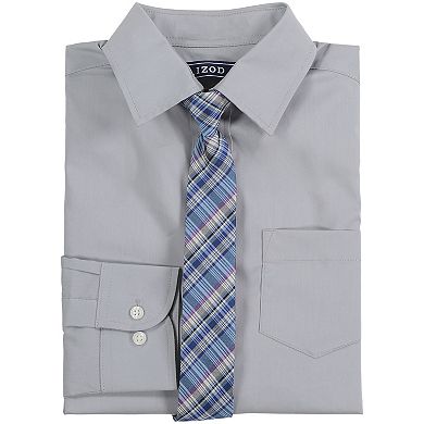 Boys 8-20 IZOD Stretch Solid Button-Front Shirt & Tie Set