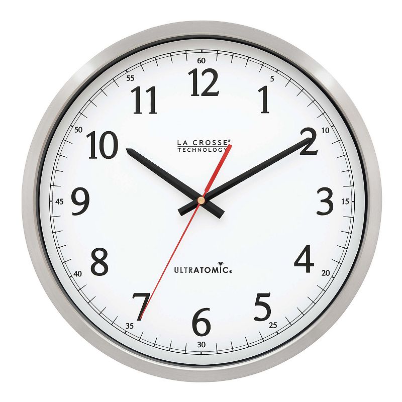 La Crosse Technology 14" Ultratomic Analog Stainless Wall Clock
