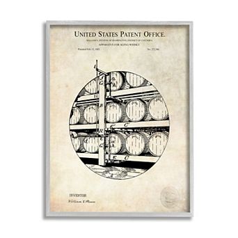 Stupell Home Decor Whiskey Barrel Silver Finish Framed Wall Art