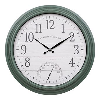La Crosse Technology 15.75 in Indoor / Outdoor Sagebrook Quartz Clock with Temperature