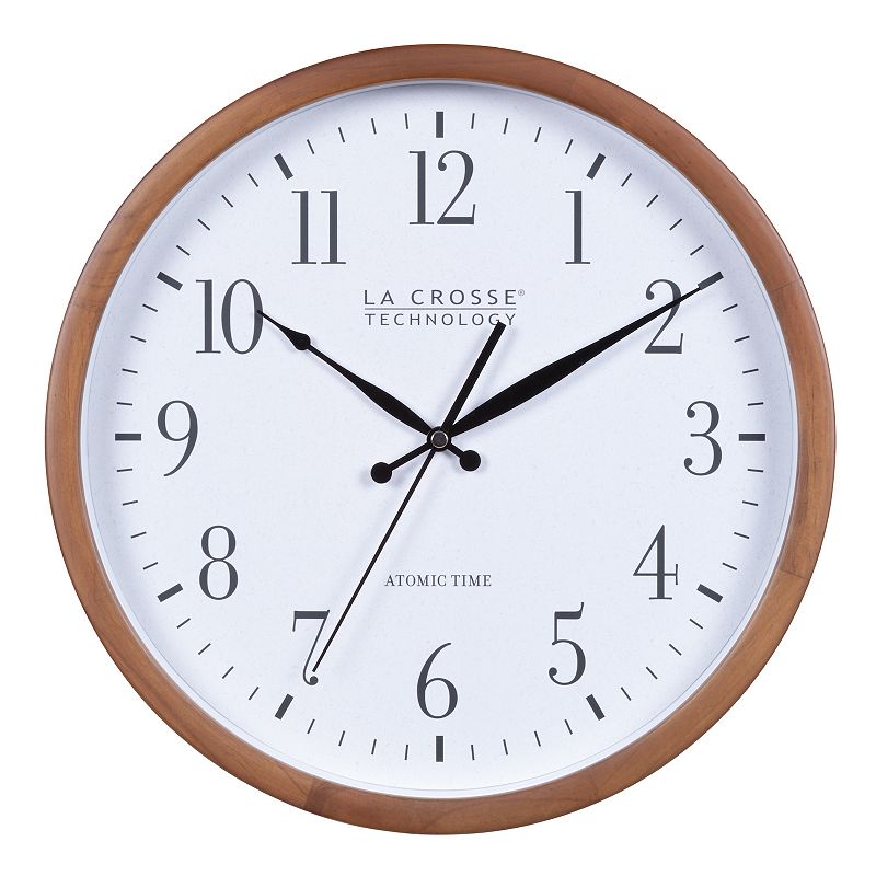 La Crosse Technology 12.8-in. Atomic Walnut Analog Wall Clock, Brown