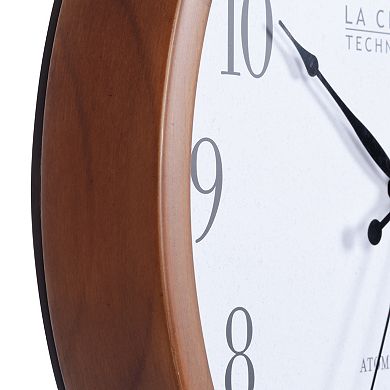 La Crosse Technology 12.8-in. Atomic Walnut Analog Wall Clock