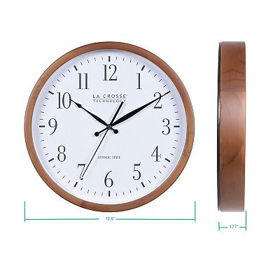 La Crosse Technology 12.8-in. Atomic Walnut Analog Wall Clock