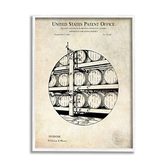 Stupell Home Decor Whiskey Barrel White Framed Wall Art