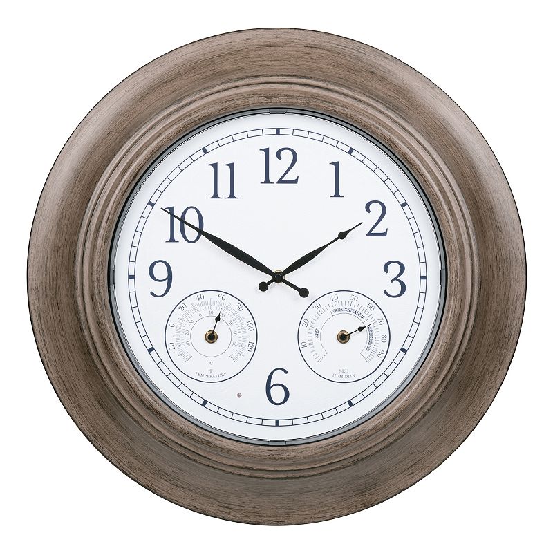 La Crosse Technology 21-in. Indoor / Outdoor Brown Metal Quartz Clock with 