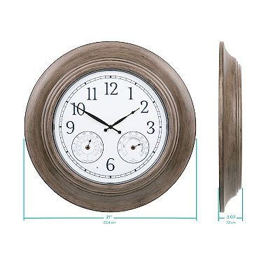 La Crosse Technology 21-in. Indoor / Outdoor Brown Metal Quartz Clock with Illumination