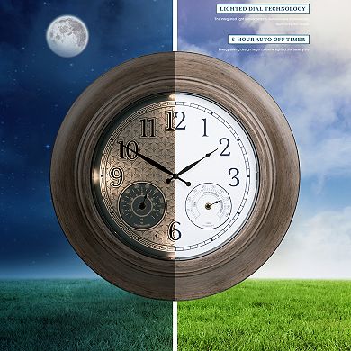 La Crosse Technology 21-in. Indoor / Outdoor Brown Metal Quartz Clock with Illumination