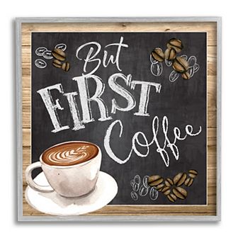 Stupell Home Decor First Coffee Silver Finish Framed Wall Art