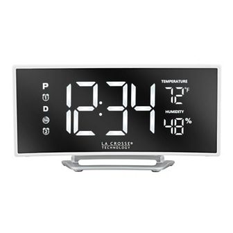 La Crosse Technology Curved Mirror LED Alarm Clock with USB Charging