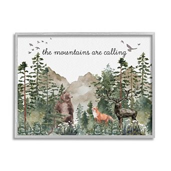 Stupell Home Decor Mountains are Calling Silver Finish Framed Wall Art