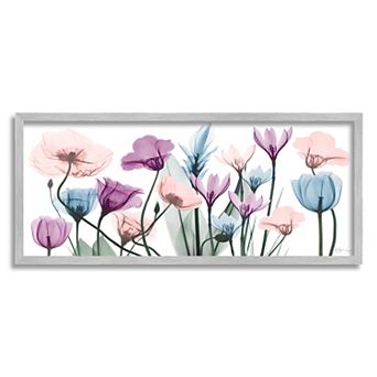 Stupell Home Decor Translucent Pastel Tulips Silver Finish Framed Wall Art