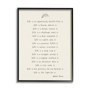 Stupell Home Decor Mother Theresa Quote Framed Wall Art